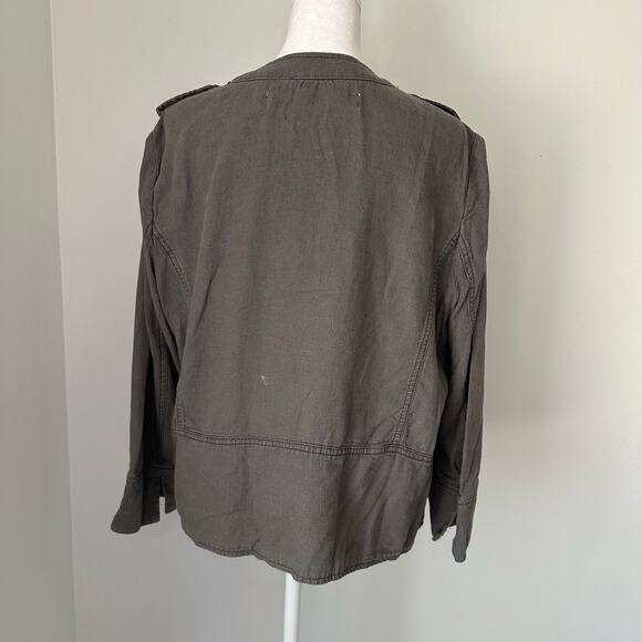 Daughters of the Liberation Anthropologie gray open front jacket size L - Picture 4 of 12